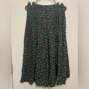 Vintage Christmas Skirt with Elastic Waist - Size L